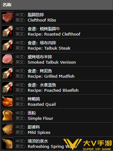 魔兽世界纳格兰烹饪供应商位置及售卖物品3