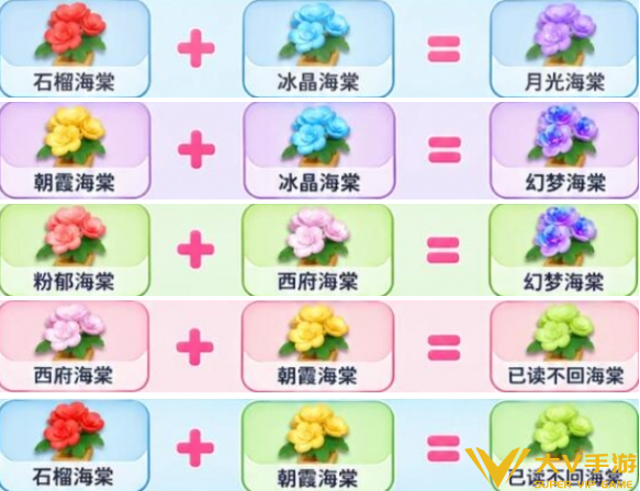 元梦之星繁花奇育海棠花合成配方合集2